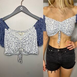 NWT Ocean Drive Floral Printed Puff Sleeve.